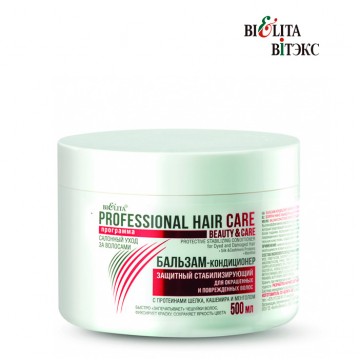 Бальзам-кондиционер защитный стабилизирующий для окрашенных и поврежденных волос с протеинами шелка, кашемира и ментолом