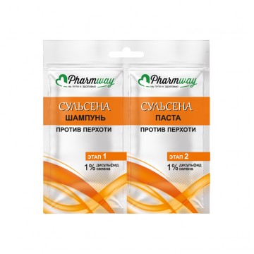 Pharmway СУЛЬСЕНА Шампунь против перхоти 1%+ Паста против перхоти 1%, саше